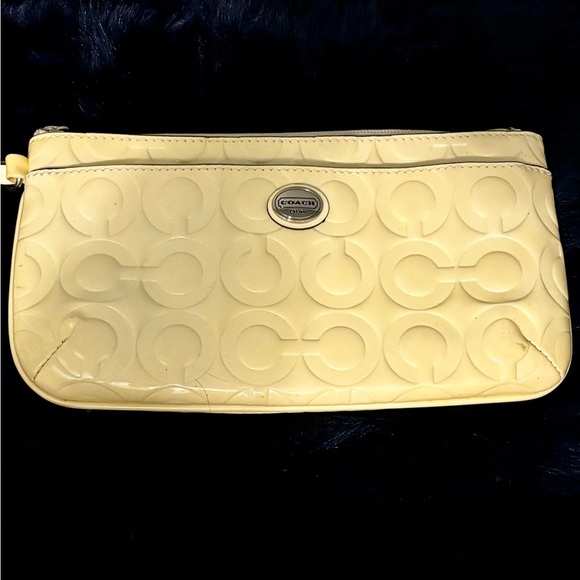 Coach Embossed Logo Wristlet - Cream/Silver - Picture 7 of 10